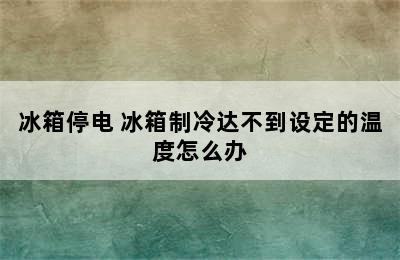 冰箱停电 冰箱制冷达不到设定的温度怎么办